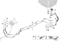Трубопроводы хладагента под днищем для BMW G20 330e B48X (схема запасных частей)