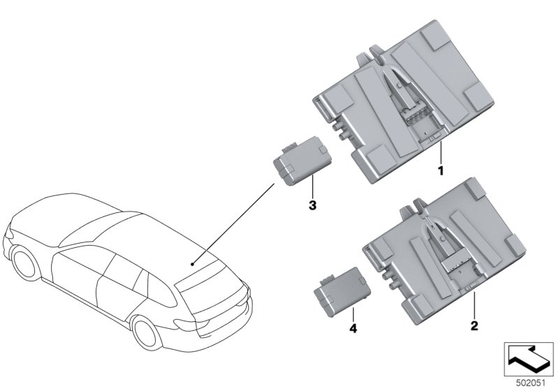 ЭБУ телематических услуг для BMW G31 520i B48C (схема запчастей)