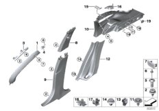 Облицовка стойки A / B / C / D для BMW F48 X1 25iX B42 (схема запасных частей)