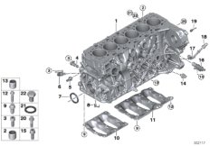 Блок цилиндров/дополнительные элементы для BMW G05 X5 M50dX B57S (схема запасных частей)