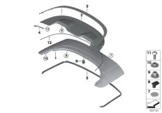 Крышка отделения для складного верха для BMW F91 M8 S63M (схема запасных частей)