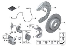 Тормозной механизм заднего колеса для ROLLS-ROYCE RR12 Phantom EWB N74L (схема запасных частей)