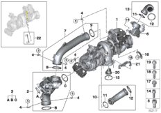 Турбонагнетатель высокого давления для BMW G05 X5 M50dX B57S (схема запасных частей)