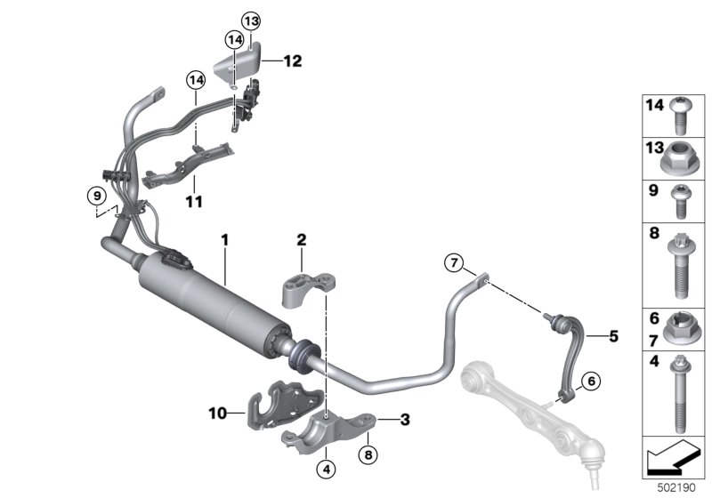 Стабилизатор Пд/Dynamic Drive для BMW RR31 Cullinan N74L (схема запчастей)