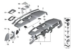Верхняя часть панели приборов для BMW RR31 Cullinan N74L (схема запасных частей)