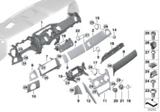 Панель приборов середина для BMW RR31 Cullinan N74L (схема запасных частей)