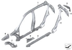 Боковой каркас Ср для BMW F40 118i B38C (схема запасных частей)