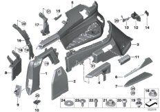 Боковая обшивка багажного отделения Л для BMW G07 X7 M50dX B57S (схема запасных частей)