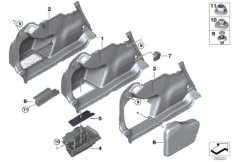 Боковая обшивка багажного отделения Л для BMW G20 320d B47D (схема запасных частей)