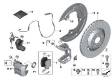 Тормозной механизм заднего колеса для BMW F91 M8 S63M (схема запасных частей)