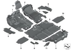 облицовка днища для BMW G07 X7 30dX B57 (схема запасных частей)