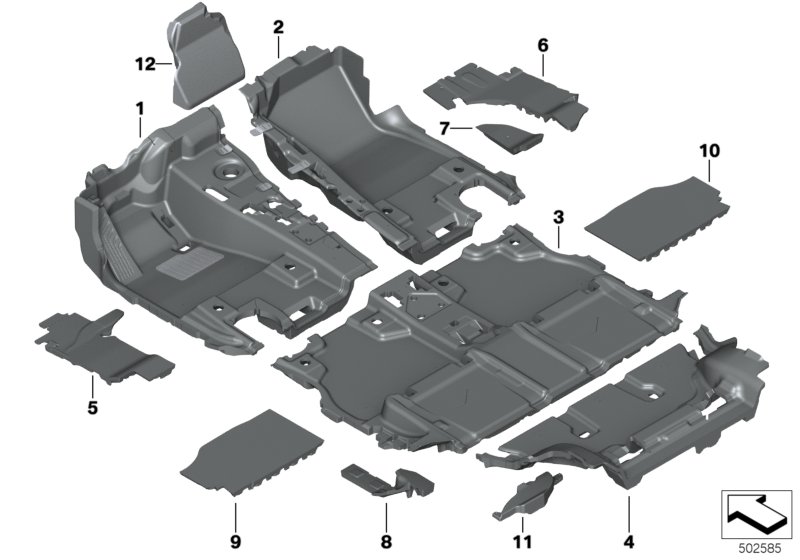 облицовка днища для BMW G07 X7 50iX N63M (схема запчастей)