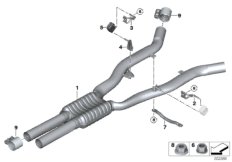 Средний глушитель для BMW F12 650i N63N (схема запасных частей)