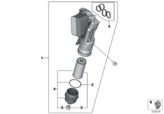 Масляный фильтр смаз.сист.,теплообменник для BMW F48 X1 20iX B48C (схема запасных частей)