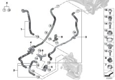 Шланги ОЖ автономной системы отопления для BMW G05 X5 M50iX N63B (схема запасных частей)