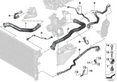 Шланги системы охлаждения для BMW G30 520dX XD5 (схема запасных частей)