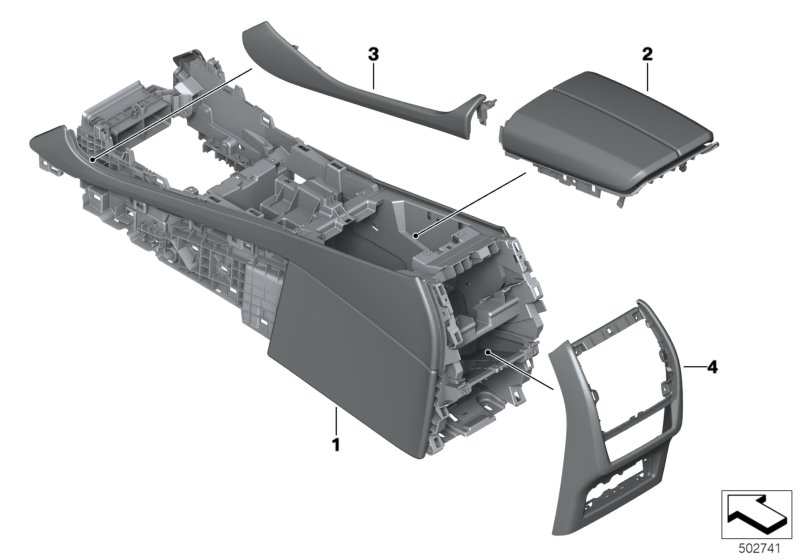 Individual центральная консоль кожа для BMW G05 X5 30iX B48D (схема запчастей)