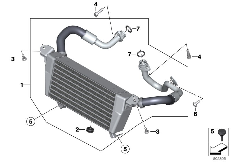 Масляный радиатор для BMW K67 S 1000 RR 19 (0E21, 0E23) 0 (схема запчастей)