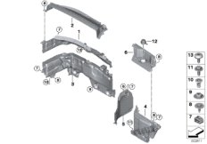 Дополнительные элементы моторного отсека для BMW F48N X1 25iX B46D (схема запасных частей)