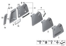 Обшивка багажного отделения Л для BMW G01 X3 30iX (TR92) B48 (схема запасных частей)