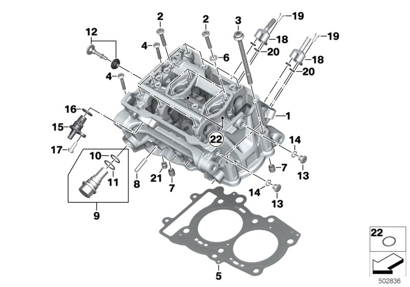 головка блока цилиндров для BMW K81 F 850 GS (0B09, 0B19) 0 (схема запчастей)