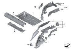 Брызговик Зд/детали днища для BMW F56 Cooper S B48C (схема запасных частей)