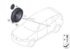 Детали динамика в двери Зд для BMW G01 X3 20iX B46D (схема запасных частей)