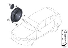 Детали динамика в двери Пд для BMW G01 X3 20iX (TR56) B48 (схема запасных частей)