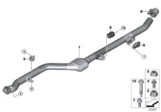Катализатор/передний доп.глушитель для BMW G07 X7 30dX B57 (схема запасных частей)