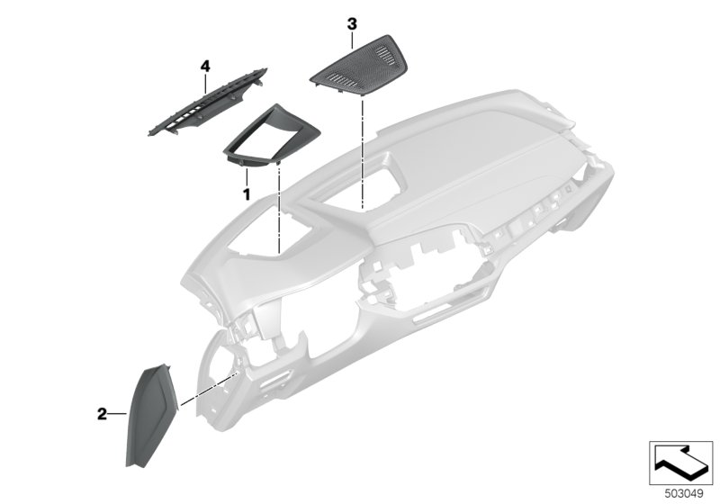 Панель приборов Individual,доп.элементы для BMW G05 X5 M50dX B57S (схема запчастей)