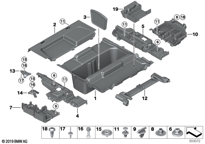 Дополнит.элементы пола багажника для BMW F31N 330i B48 (схема запчастей)