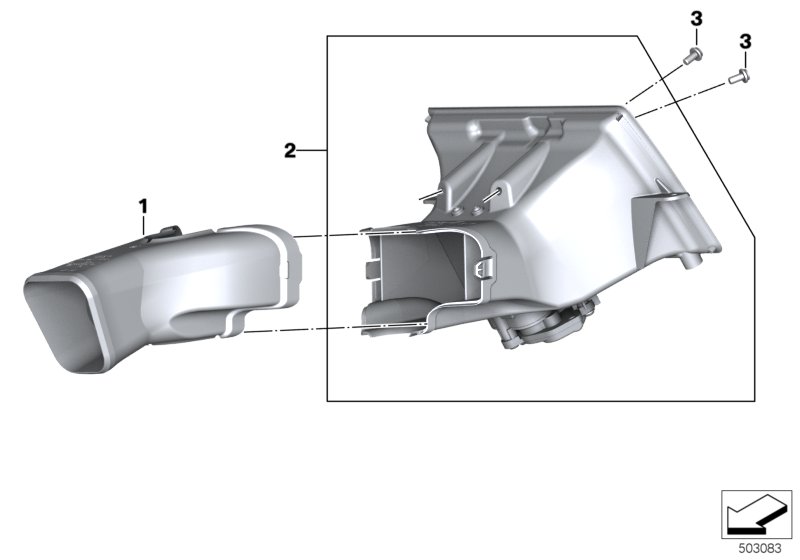 Воздуховод глушителя шума всасывания для BMW K67 S 1000 RR 19 (0E21, 0E23) 0 (схема запчастей)