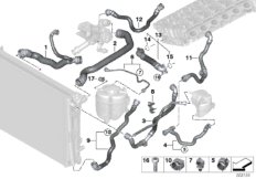Шланги системы охлаждения для BMW G20 M340iX B58D (схема запасных частей)