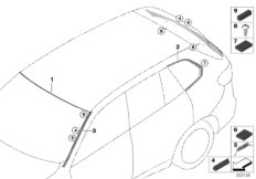 Остекление, дополнительные элементы для BMW G05 X5 25dX B47F (схема запасных частей)