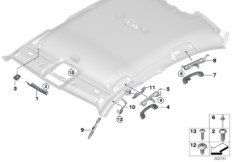 Доп.элементы потолка для BMW G20 320iX B48C (схема запасных частей)