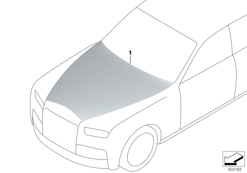 К-т дооснащения, капот Silver Satin для BMW RR11 Phantom N74L (схема запчастей)
