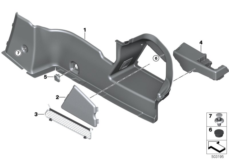 Обшивка багажного отделения П для BMW G14 840iX B58C (схема запчастей)