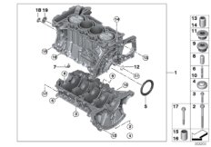 Блок-картер двигателя для BMW R56N One N16 (схема запасных частей)