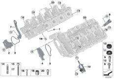 Головка блока цилиндров-доп.элементы для BMW F91 M8 S63M (схема запасных частей)