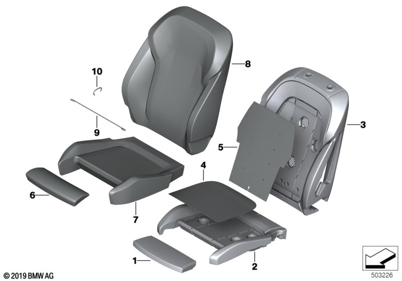 Сиденье Пд, набивка и обивка сид.пов.ком для BMW G01 X3 30dX (TX75) B57 (схема запчастей)