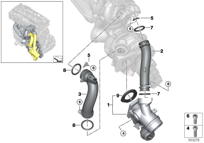 Упр.возд.заслонками турбонагнетателя для BMW F15 X5 25d B47 (схема запчастей)