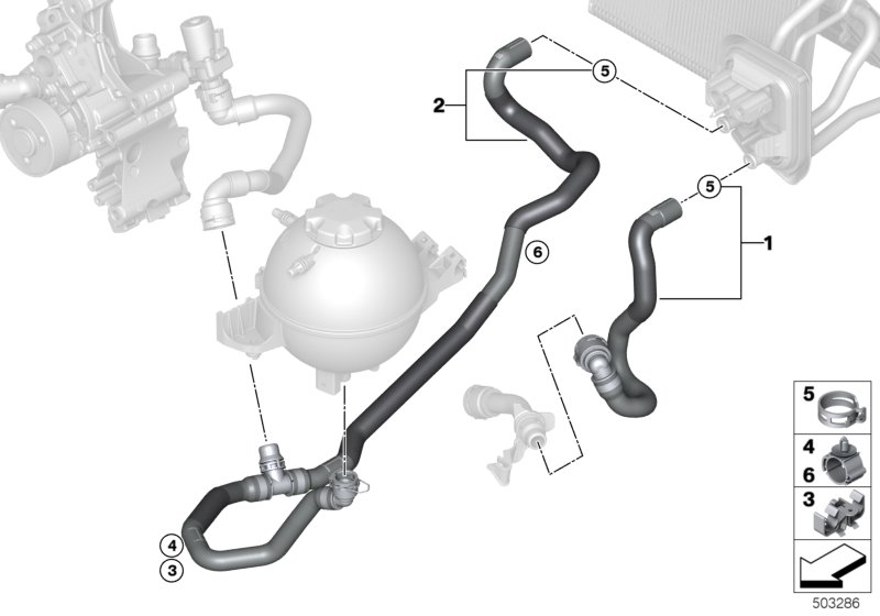 Шланги охлаждающей жидкости для BMW G02 X4 20iX B46D (схема запчастей)