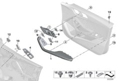 Доп.элементы обшивки передней двери для BMW F40 118i B38C (схема запасных частей)