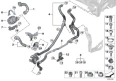 Шланги охлаждающей жидкости для BMW G07 X7 M50iX N63B (схема запасных частей)