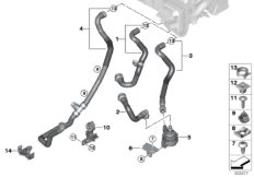Шланги охлаждающей жидкости для BMW G05 X5 30iX B48D (схема запасных частей)