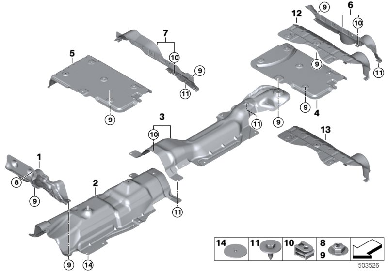 Теплоизоляция для MINI F56 Cooper S B46C (схема запчастей)