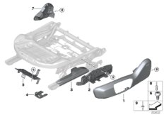 Накладка переднего сиденья с э/приводом для BMW G29 Z4 M40i B58D (схема запасных частей)