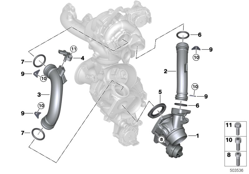 Упр.возд.заслонками турбонагнетателя для BMW G05 X5 25dX B47F (схема запчастей)