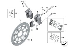 Тормозной механизм переднего колеса для MOTO K67 S 1000 RR 19 (0E21, 0E23) 0 (схема запасных частей)