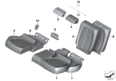 Набивка и обивка задн.сид.,люк в спинке для BMW F48N X1 25iX B42 (схема запасных частей)